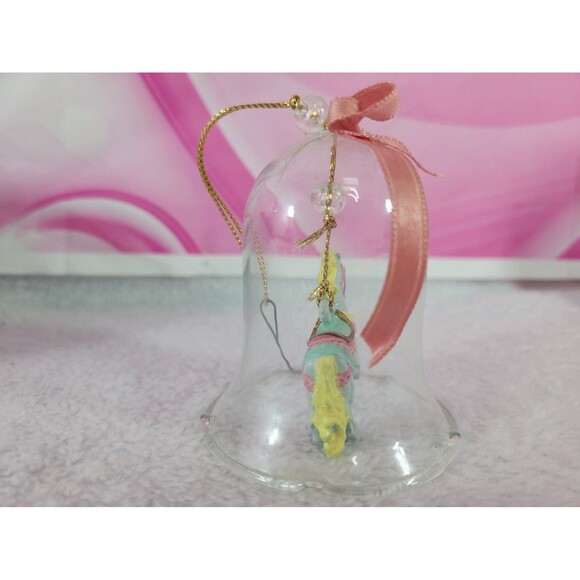 J.S.N.Y Carrousel Bell Sparkling Crystal Hand Painted Porcelain Bisque Ornament - Picture 6 of 10